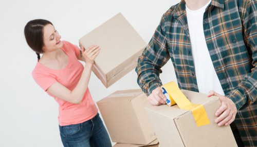 House removal team planning a move in Twickenham residential street