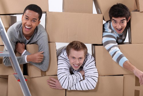 Packed business items ready for commercial relocation in Twickenham