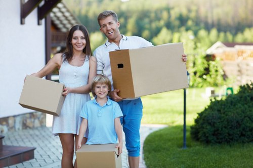 Packed office boxes and secure equipment ready for relocation