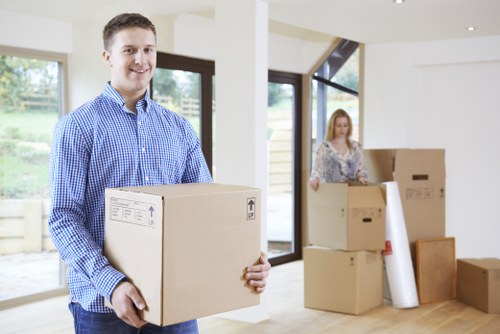Packed boxes and furniture ready for a local Twickenham house move