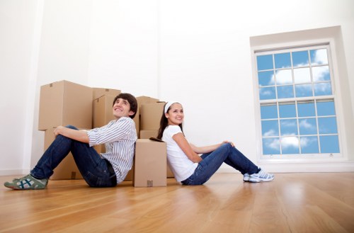 Removal van and packed boxes for a local home move in Twickenham